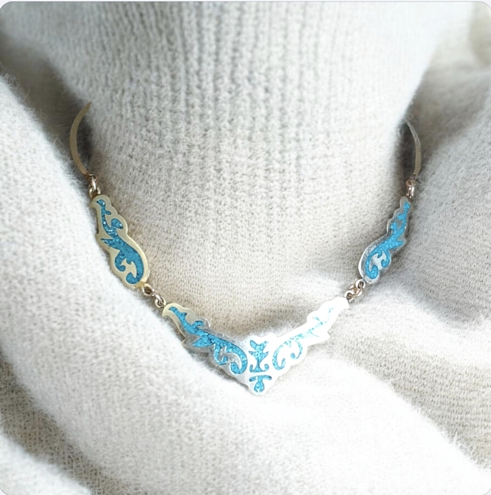 Vtg. Hecho En Alpaca Turquoise Necklace